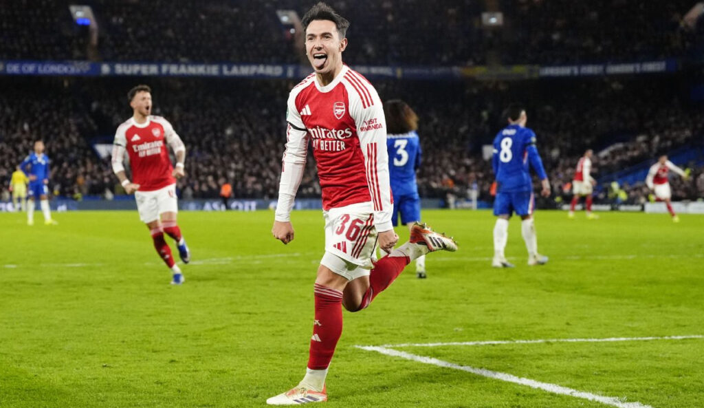 Martin Zubimendi đã ghi bàn thắng thứ ba cho Arsenal trong chiến thắng lượt đi trước Chelsea.